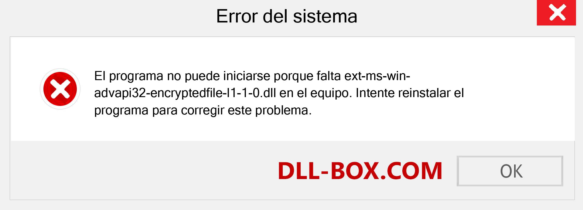 ¿Falta el archivo ext-ms-win-advapi32-encryptedfile-l1-1-0.dll ?. Descargar para Windows 7, 8, 10 - Corregir ext-ms-win-advapi32-encryptedfile-l1-1-0 dll Missing Error en Windows, fotos, imágenes